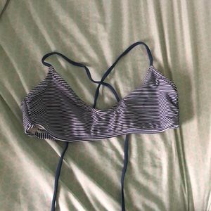 WHITE AND BLUE PINSTRIPE BATHING SUIT TOP